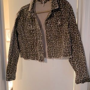 Leopard print jean jacket